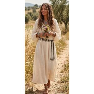 Vintage Boho Beaded Belt Multi Strand Coastal Cowgirl Festival L XL